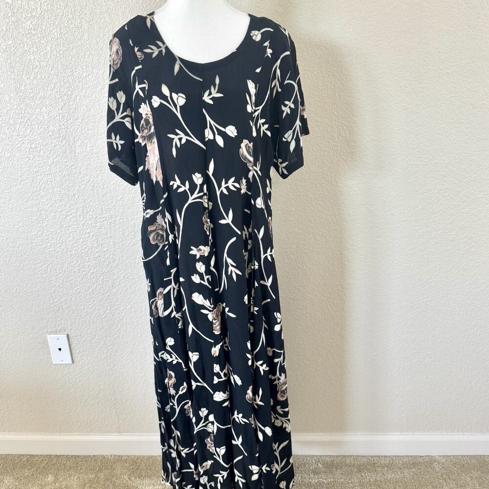 Vintage 90s Nostalgia Dress Women Small Floral Rose Whimsigoth Maxi Shoulderpad